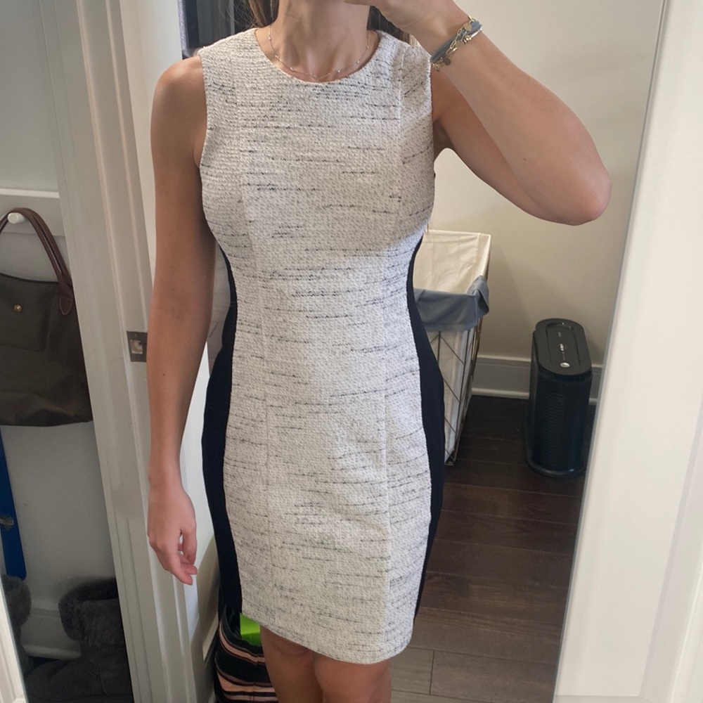 Calvin Klein Black and White Sleeveless Dress